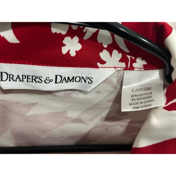 Drapers & Damons Red White Floral Womens Jacket Sz Large - Picture 5 of 8